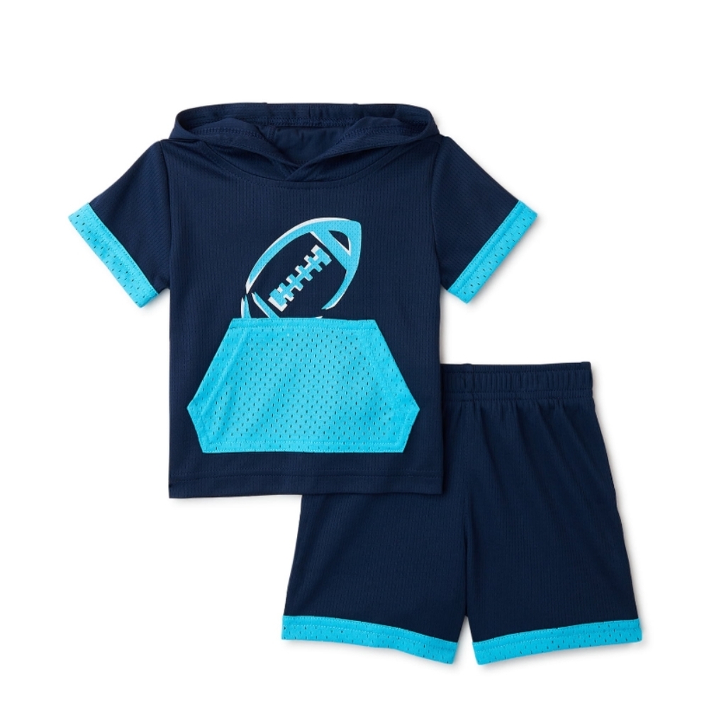 Athletic Works shirt with hood and shorts set Baby Boy NWT